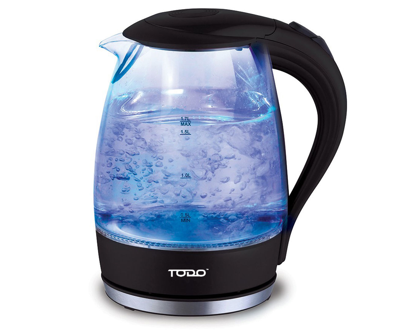 1.7L Clear Glass Cordless Kettle Electric Blue Led Light