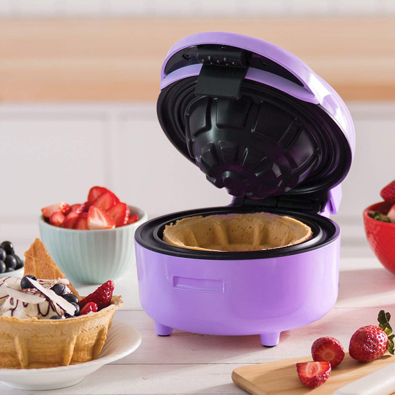 WAFFLE BOWL MAKER ICE CREAM DESSERT TREAT MAKER BREAKFAST BOWL