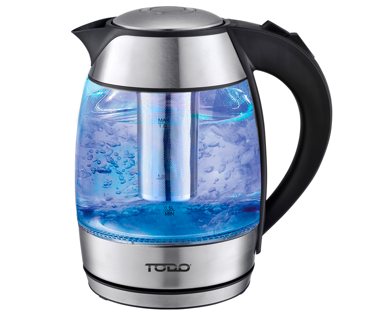 1.8L GLASS CORDLESS KETTLE TEA FILTER INFUSER 2200W BLUE LED