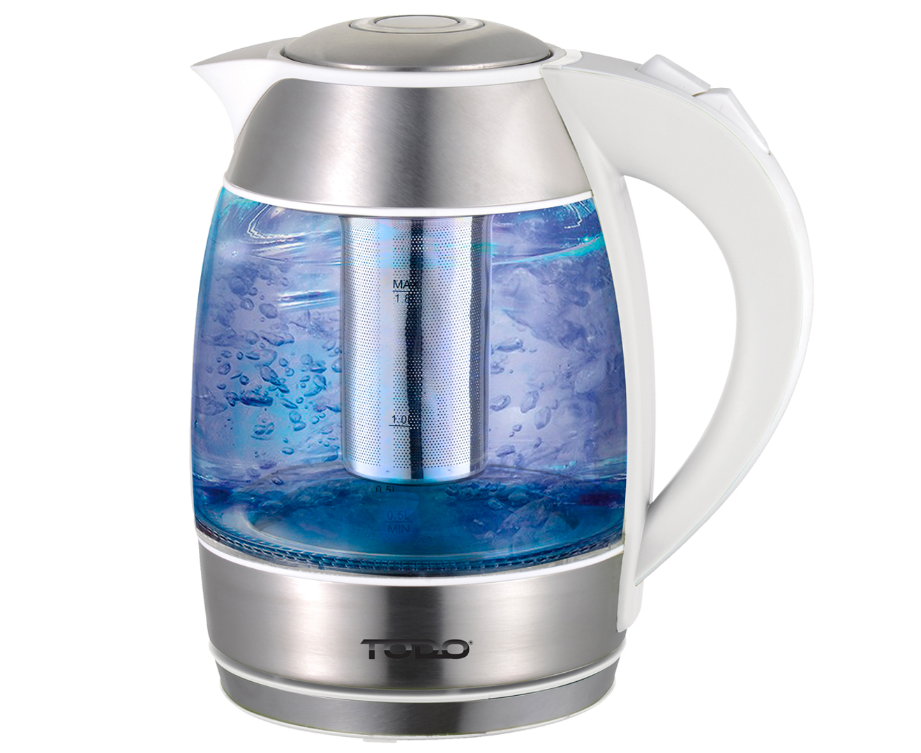1.8L GLASS CORDLESS KETTLE TEA FILTER INFUSER 2200W BLUE LED