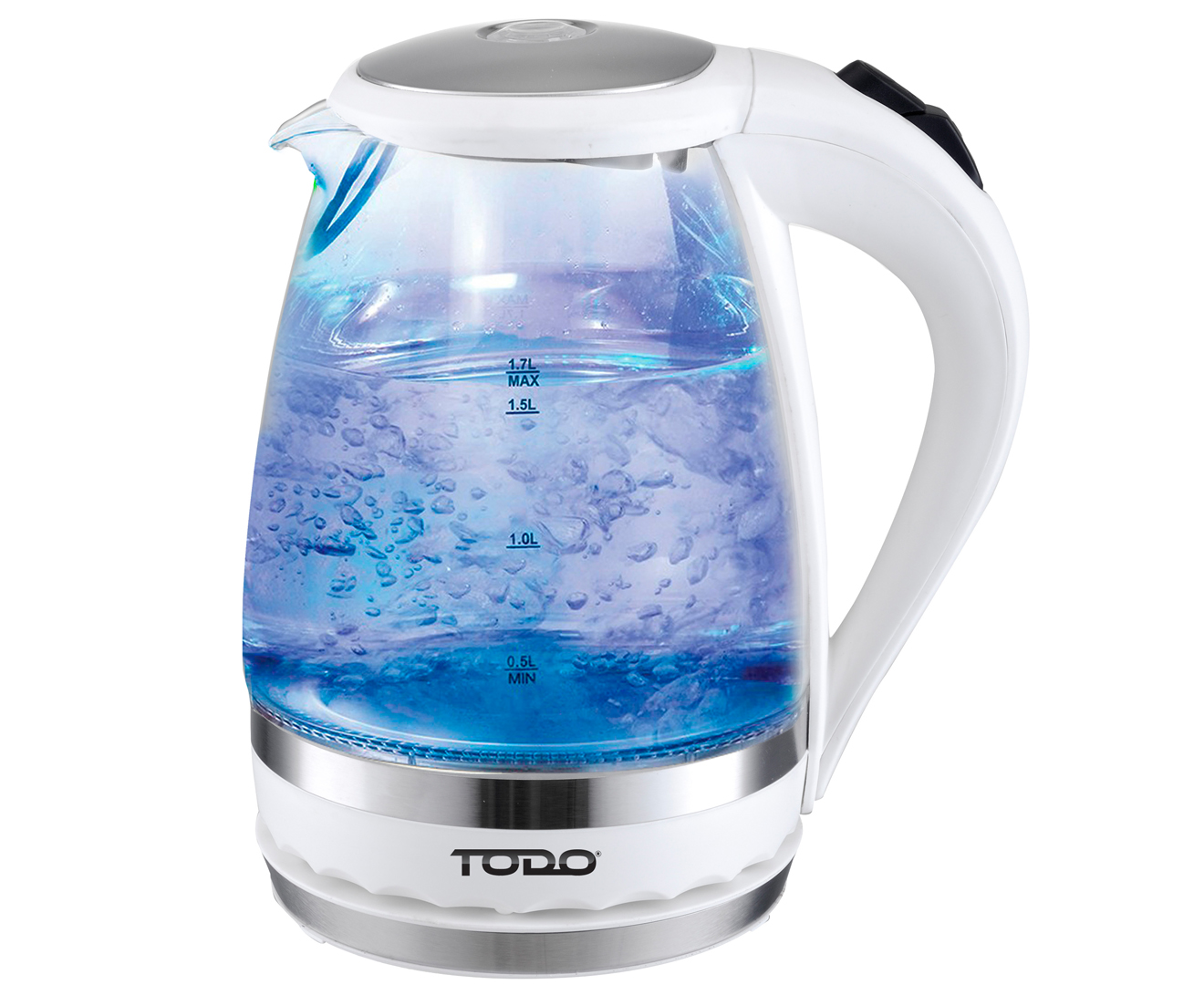TODO 1.5L GLASS CORDLESS KETTLE ELECTRIC BLUE LED LIGHT 360