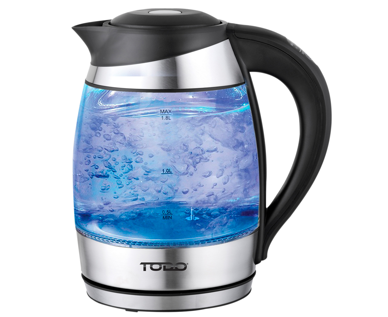 1.8L Keep Warm Glass Cordless Electric Kettle Blue Led Light