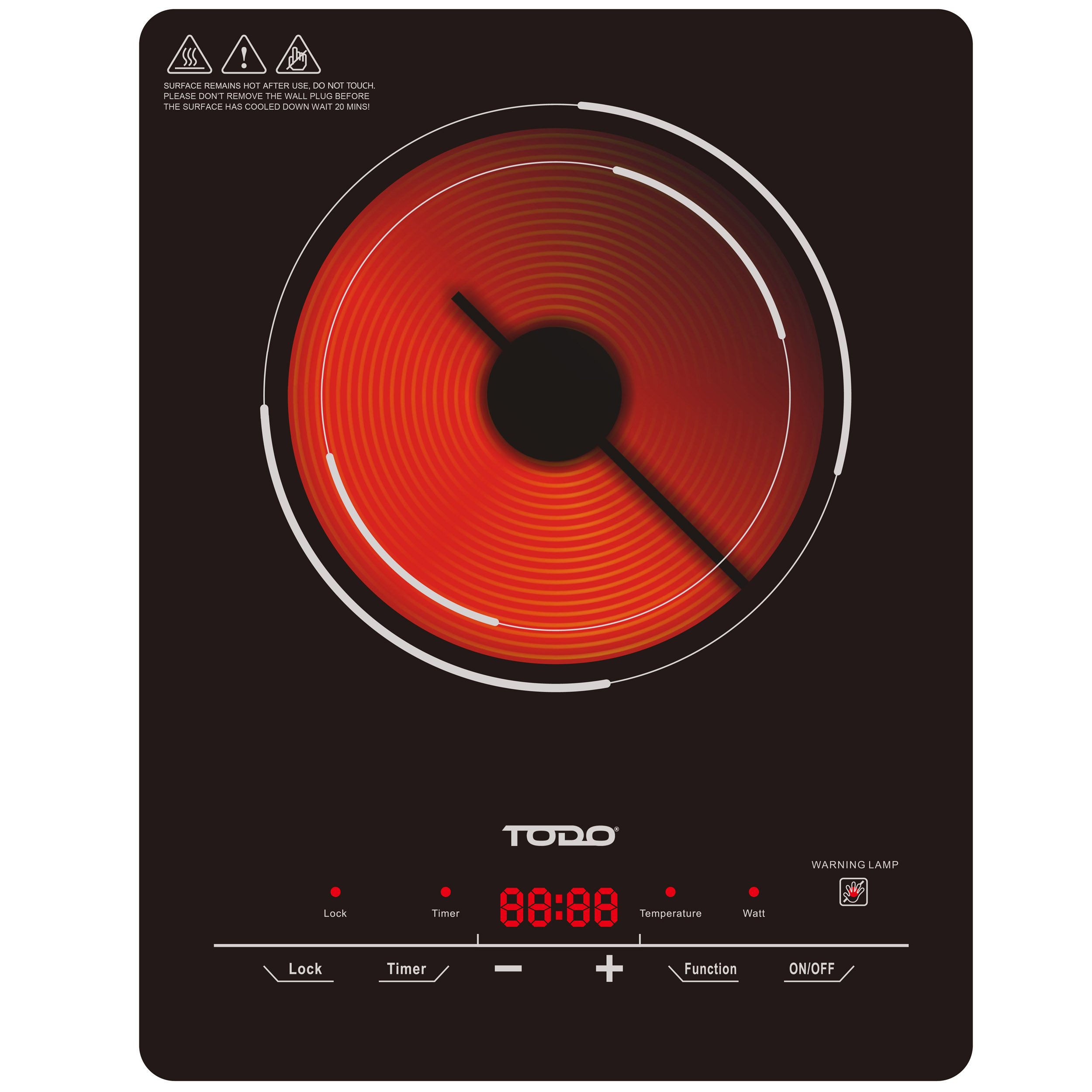 TODO 2000W Infrared Hotplate Electric Cooktop Tempered Crystal G