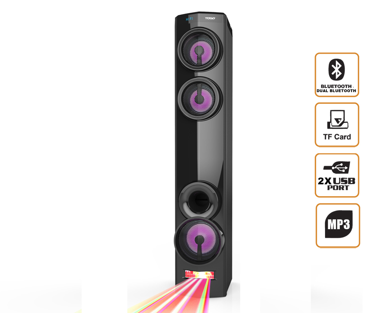 BLUETOOTH TOWER SPEAKER LED DJ LIGHT MODE DUAL BLUETOOTH USB