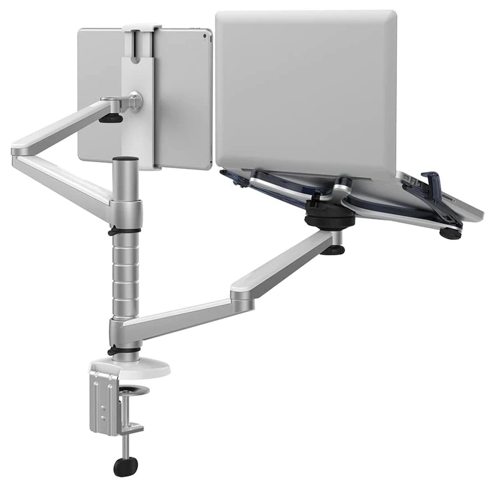 TODO Aluminium Dual Laptop + Tablet Stand Desk Clamp Mount Brack