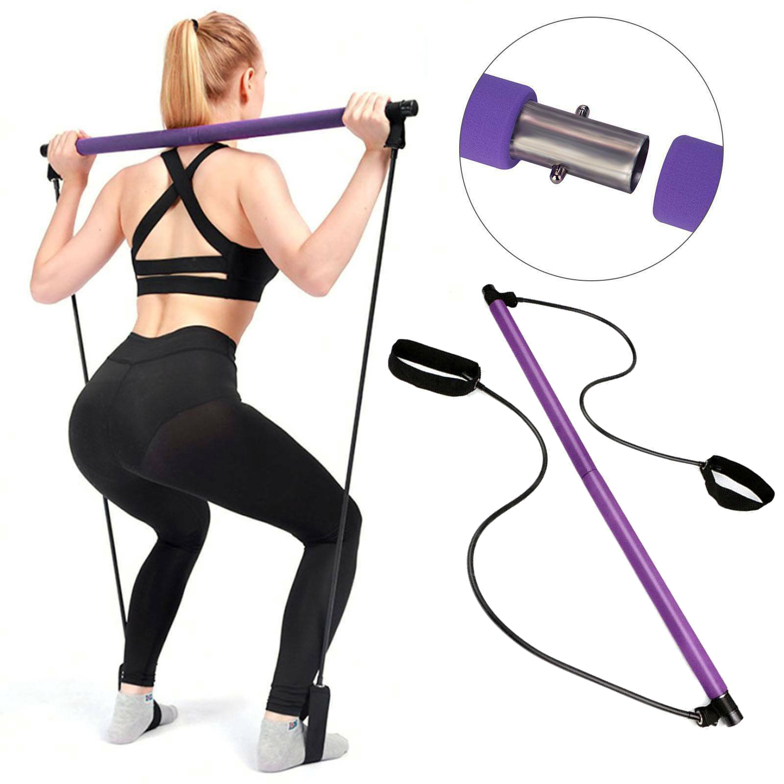 Yoga Pilates Stretch Rope Gym Stick Exercise Bar Pilates Trainer