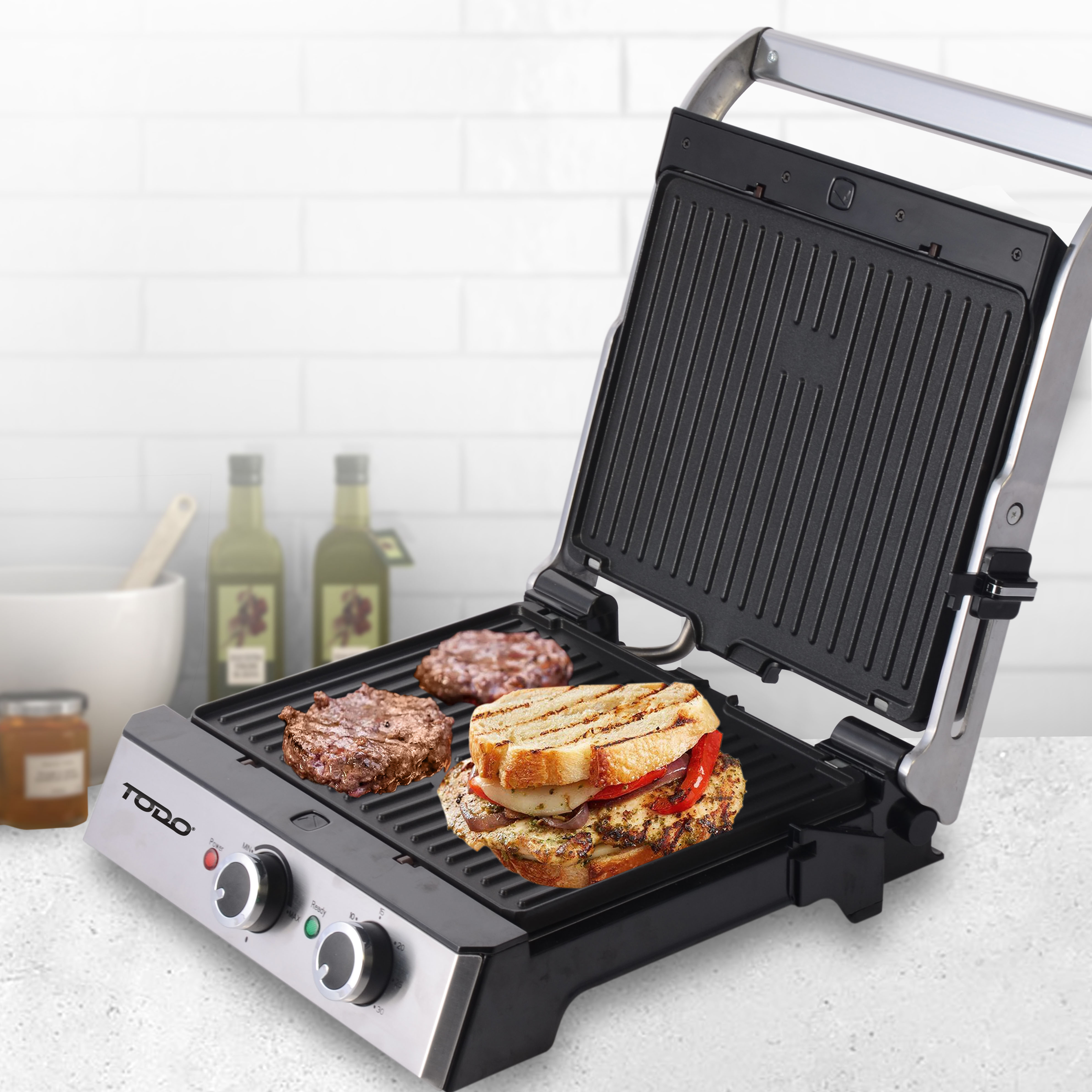 TODO 2000W Sandwich Press Contact Health Grill Flat Grill Griddl