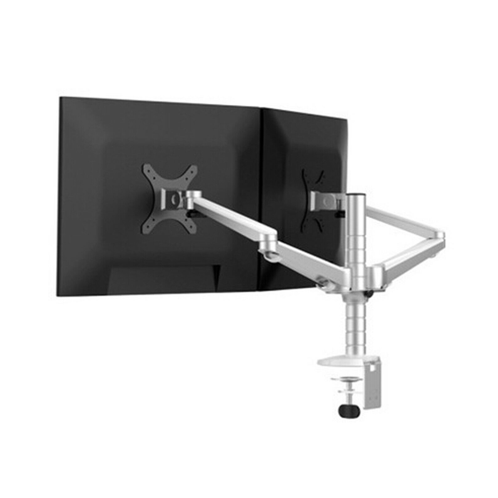 Aluminium Dual Monitor Stand Desk Clamp Mount Bracket VESA 75-10