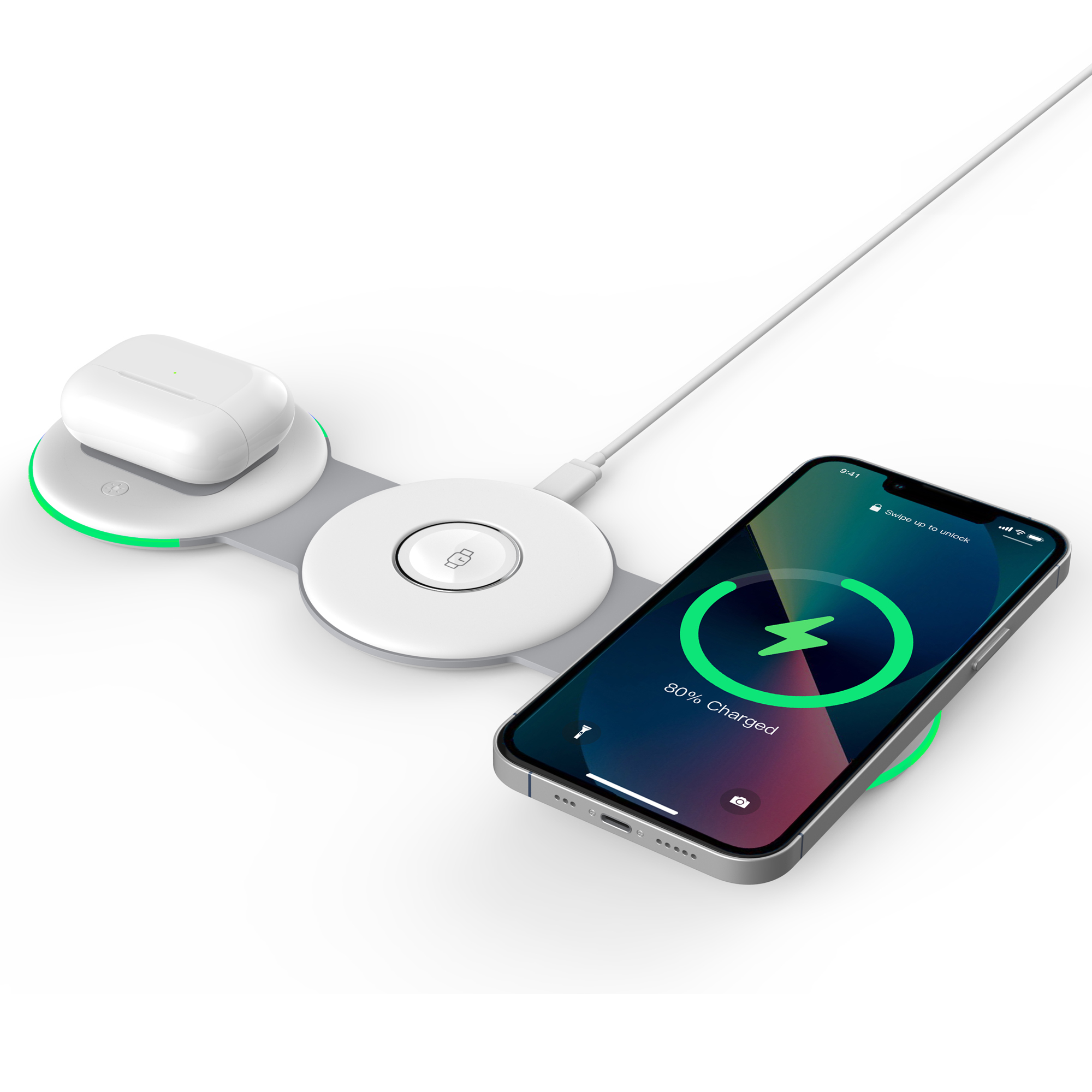 TODO 3 in 1 Wireless Phone Charger 15W Fast Charge Pad