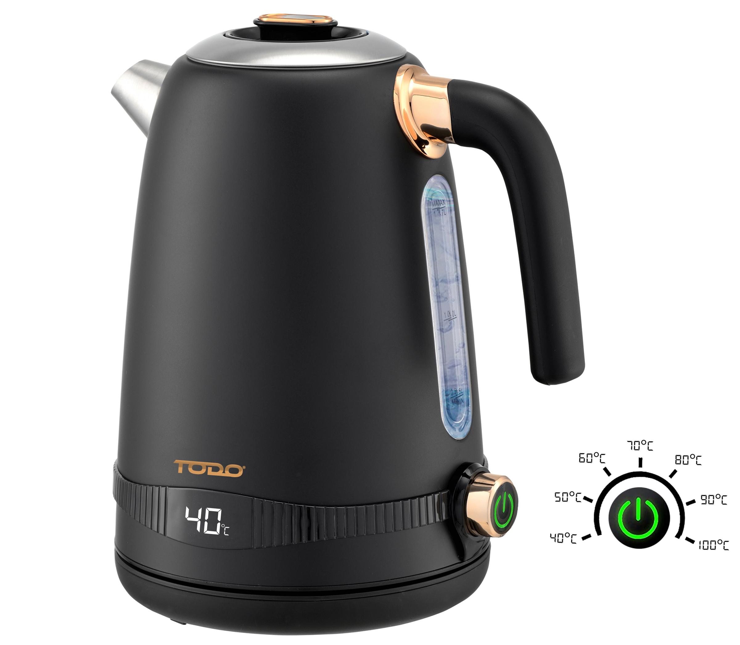 TODO 1.7L Stainless Steel Cordless Kettle Keep Warm Electric